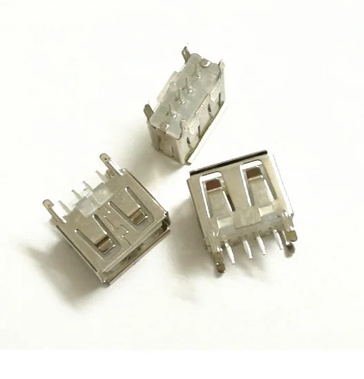 500Pcs/lot A Type Flat Angle (180 Degree) Female USB PCB Connector Socket Jack Plug usb 2.0 jack | Мобильные телефоны и