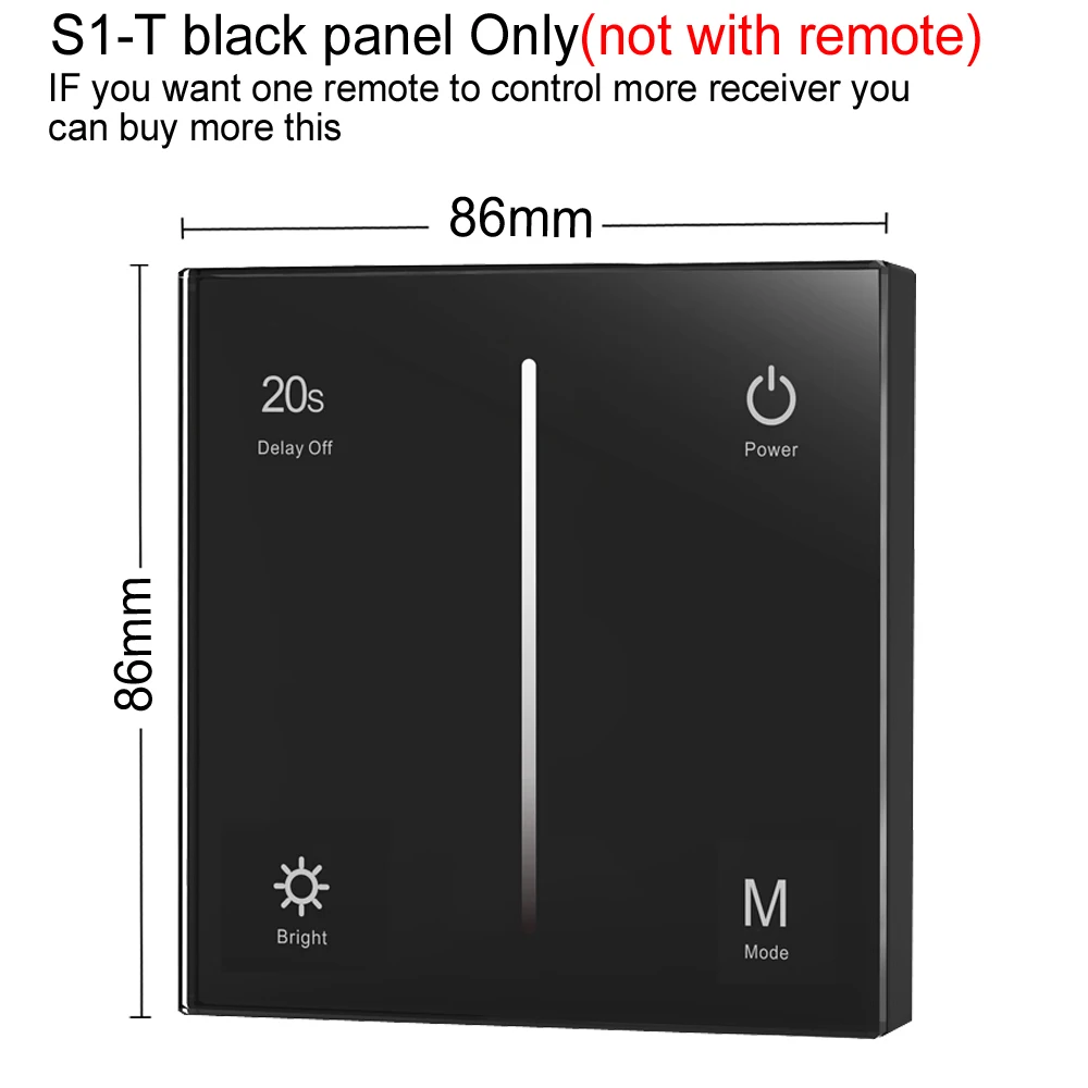 S1-T Black AC симистор светодиодный диммер 220V 230V 110V Беспроводной РЧ с регулируемой яркостью ручка переключателя с 2,4G пульт дистанционного управления для одного Цвет светодиодный лампы - Цвет: S1-T Black