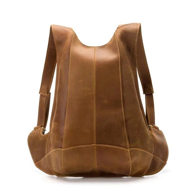 light brown Рюкзак из натуральной кожи Безопасный Карманный пакет сумки мужские или женские велосипеды воловья Регулируемая сумки с ремнем на плечо Персонализированная сумка для объятия - Цвет: light brown