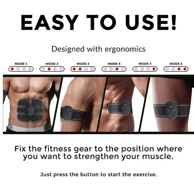 Smart EMS Electric Pulse Treatment Massager Abdominal Muscle Trainer Wireless Sports Fitness Body |