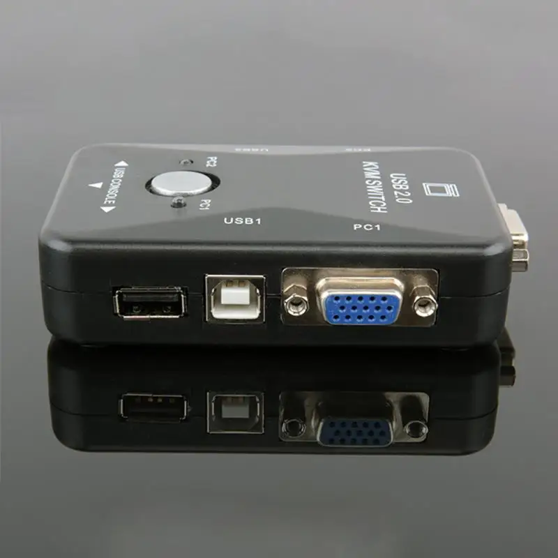 Коммутатор Мышь USB2.0 2-Порты и разъёмы адаптер распределительной коробки для клавишных инструментов монитор видео KVM 1920*1440 Прямая