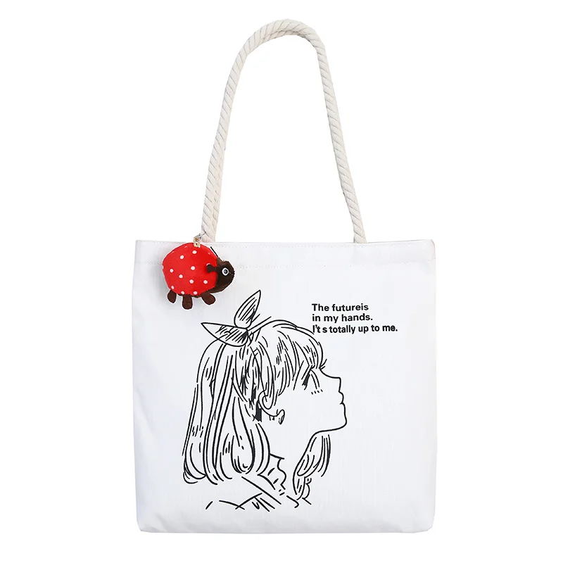 

women's single shoulder canvas bag handheld large capacity ins environmental protection simple student literature and art small