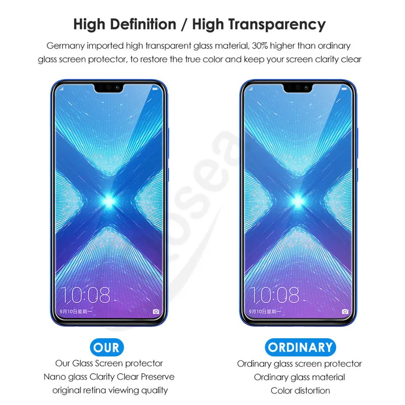 (2 шт. в упаковке) закаленное Стекло для huawei Honor 8X Экран защитная пленка 9 H Ultra Clear