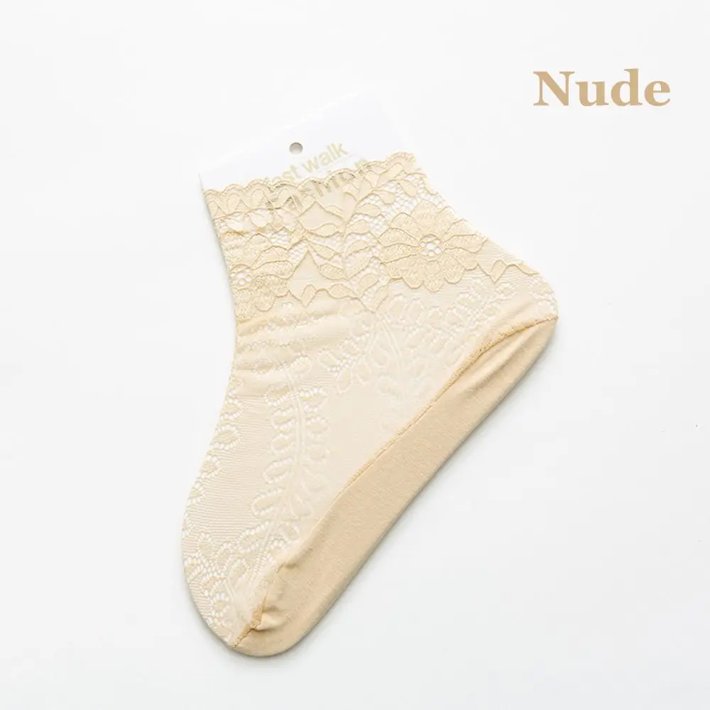 nude Новинка года; женские носки; новые весенние женские носки до щиколотки; кружевные дышащие тонкие однотонные новые модные женские носки для девочек; 1 пара - Цвет: nude