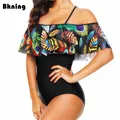Иева eieou 4XL 5XL большой Размеры костюмы с лифом с эффектом пуш-ап, купальники Для женщин плюс один цельнокроеное платье купальный костюм в черно-белую полоску; пикантные на косточках XL