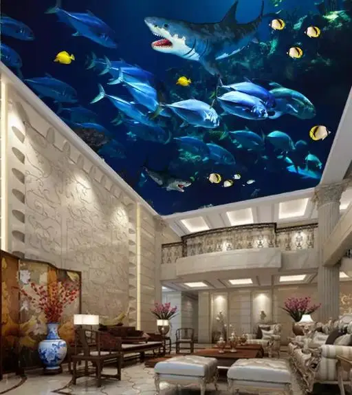 

Custom 3D ceiling wallpapers The underwater world home improvements wallpapers for living room 3d ceiling mural wallpaper