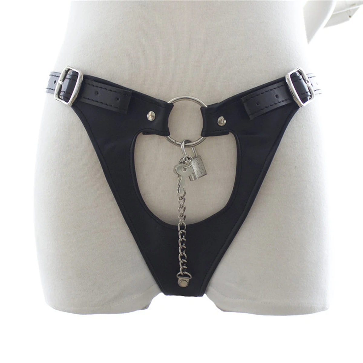 

Women Chastity Belt Pants Open Crotch Chain Sexy Panties Bdsm Bondage PU Leather Thong Lingerie Exotic Briefs Female Underwear