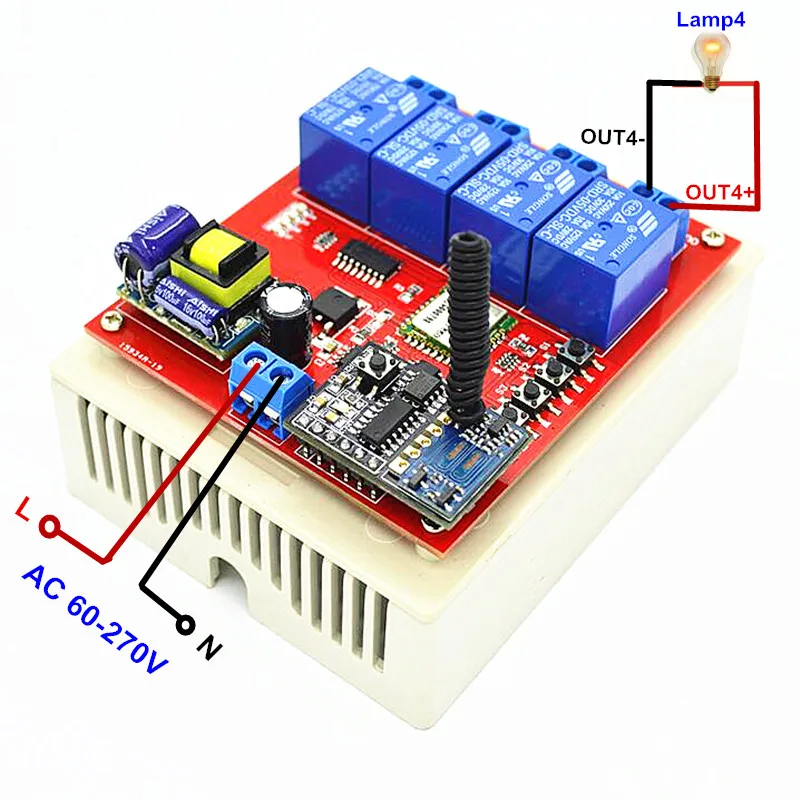 Новый Itead RF переключатель Wi Fi 4CH 90 В в 110 V 220 433 10A 270 мГц беспроводной Дистанционное