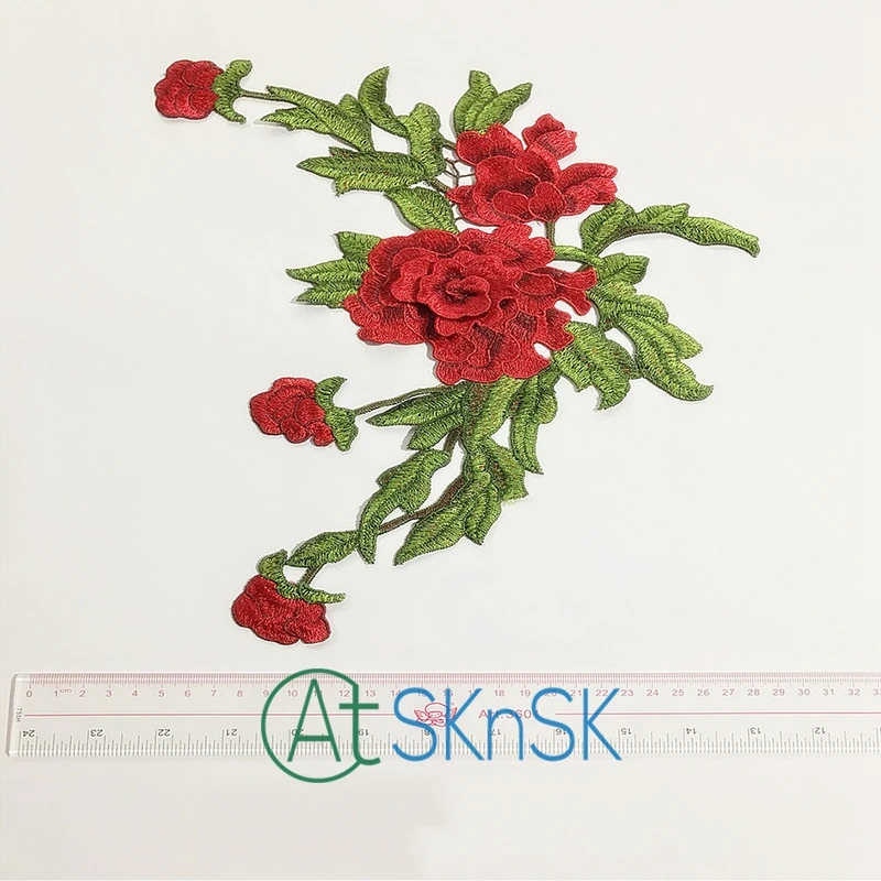 Новые нашивки цветы вышитые железо на Красной Розе ткани ремонт шить значки