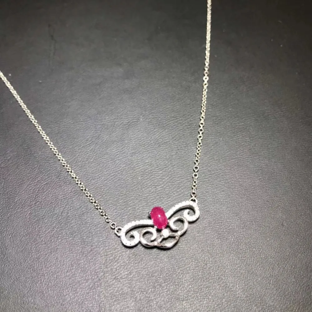 

natural red ruby gem Elegant Lucky clouds necklace natural gemstone pendant necklace S925 silver girl party gift fine jewelery