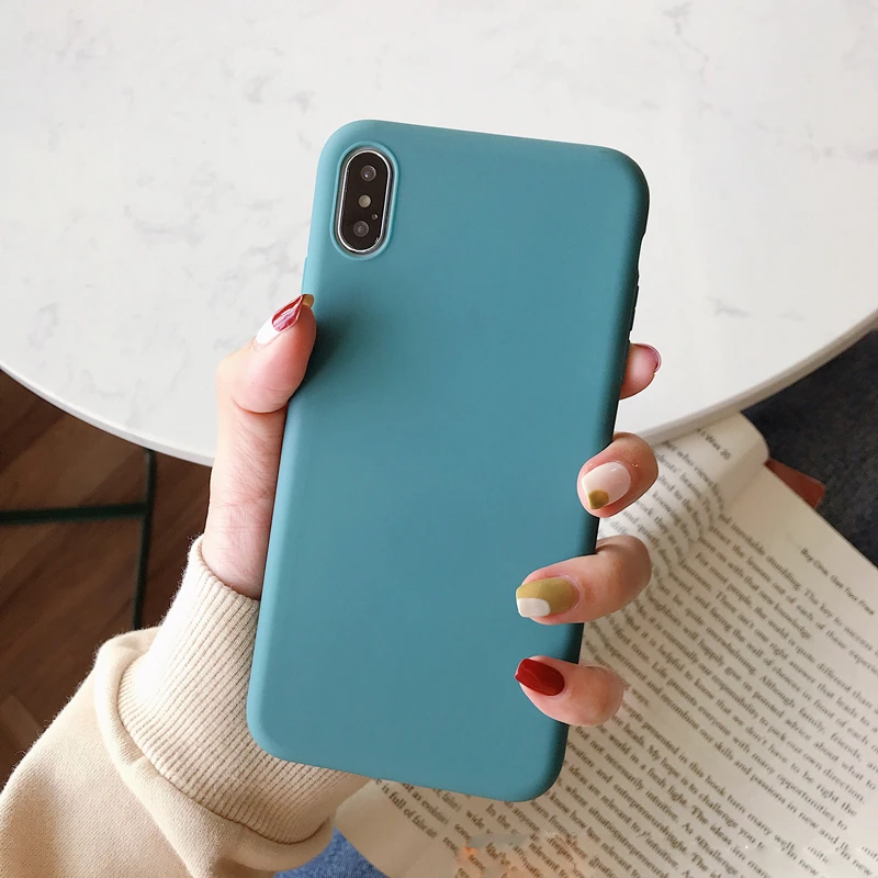 Green Простой сплошной цвет силиконовый чехол для пар для iphone XR X XS Max 6 6S 7 8 Plus милый карамельный цвет мягкий свежий Модный чехол для телефона s - Цвет: Green