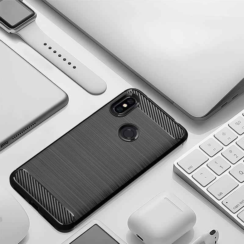 Для Xiaomi RedmiNote6Pro Мягкий силиконовый чехол TPU крышка углеродного волокна случае
