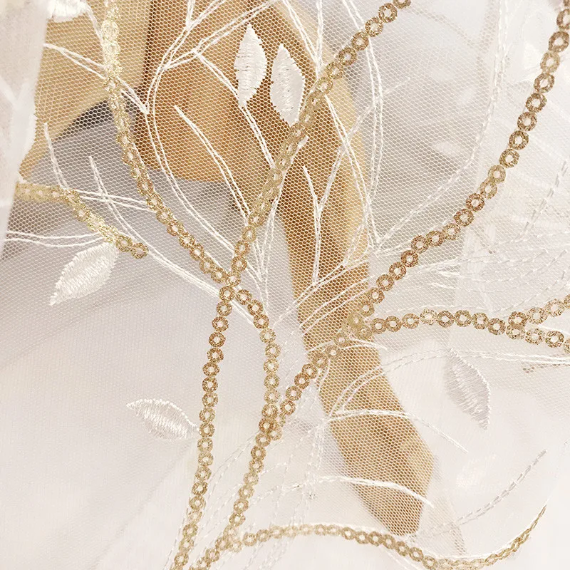 2mX130cm золотые блестки вышитые кружева ткань свадебная вуаль