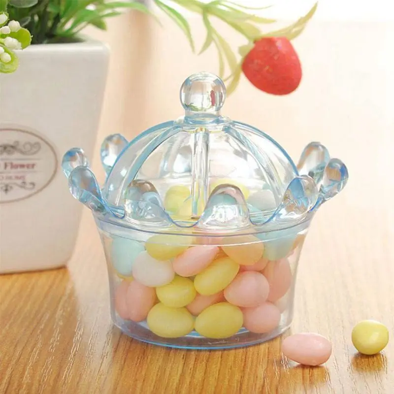 12 шт конфетных коробок пластиковый мини купол с короной вечерние прозрачные