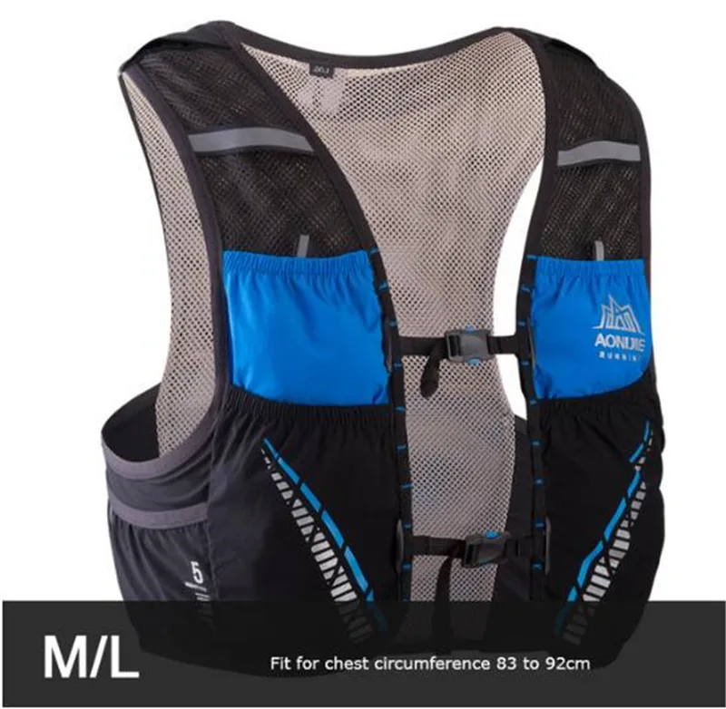 ML Black AONIJIE водоотталкивающий для марафонов рюкзак 5L уличная Сумка для бега походный рюкзак жилет марафон водный Пузырь бег гонка - Цвет: ML Black