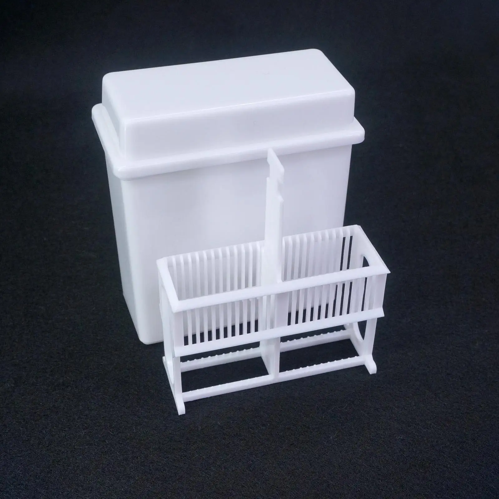 

White PP Staining Rack Jar For 24 Slots Glass Slide Lab Apothecary Chemist