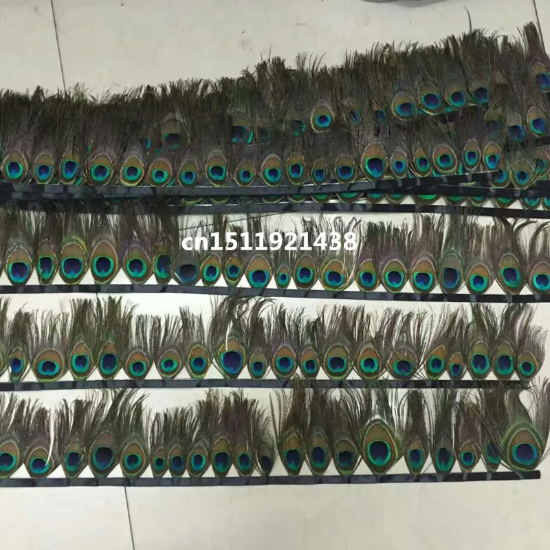 

Wholesale 100 yards natural Peacock feather eye Ribbon decorative 4-5inch/8-12cm Width stage performance Clothing accessorie diy