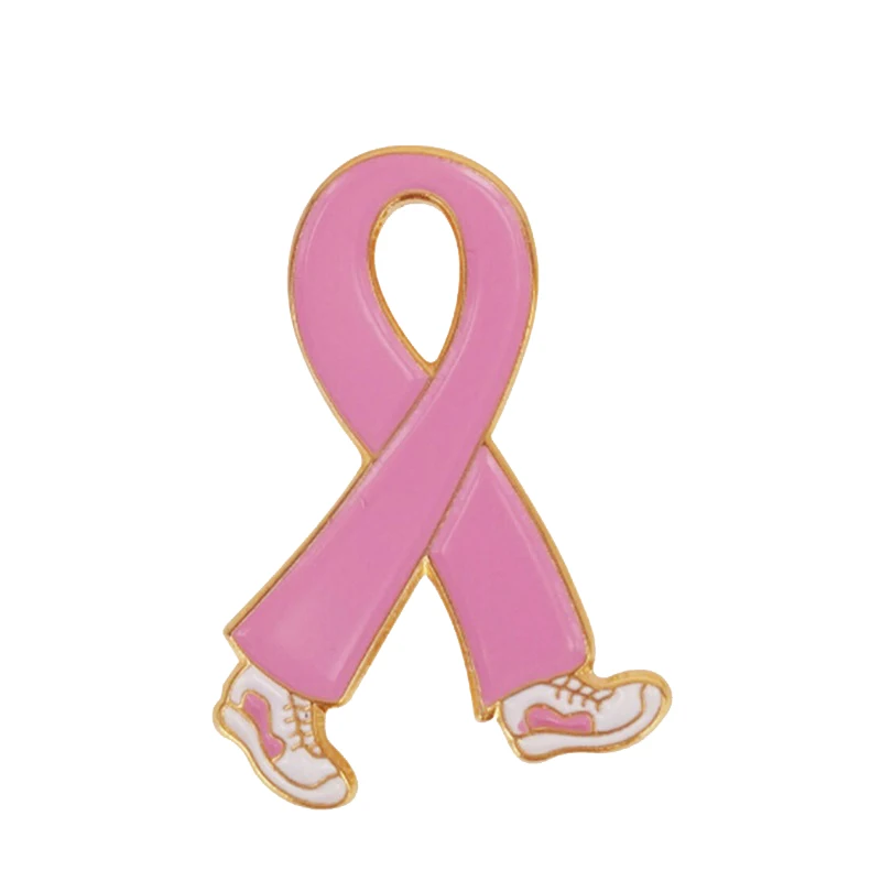 

October Breast Cancer Awareness Enamel Pink Ribbon Jewelry Decoration Brooch Lapel Pin