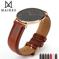 maikes genuine leather watchband silver roes gold buckle for 12mm 16mm 18mm 20mm luxury replace bracelet strap