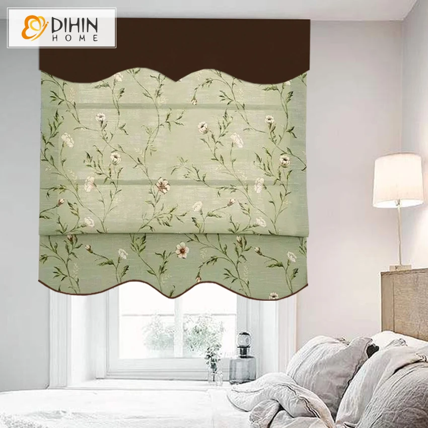 

Pastoral Cotton / Linen Cloth Included Curtains High Quality Thickening Roman Blind Custom Made Roman Shades