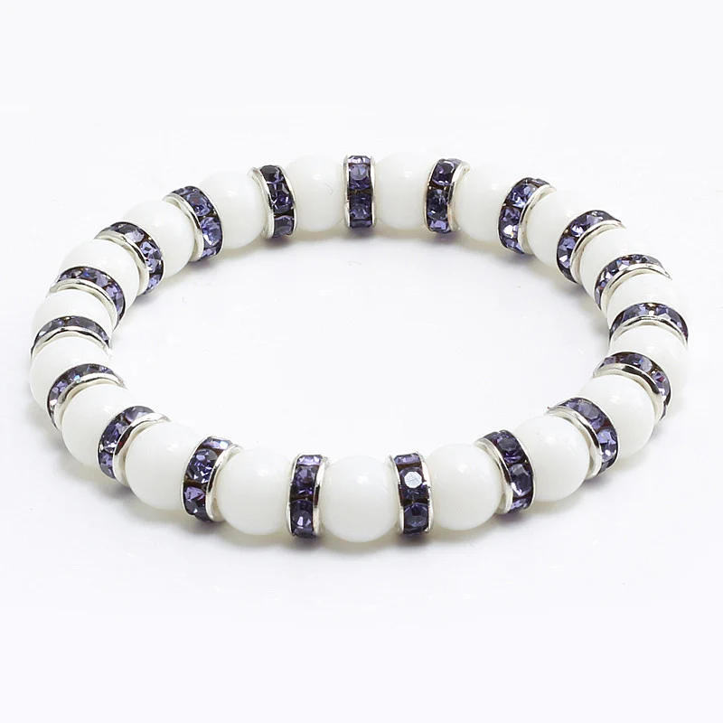 Silver-Purple Черный Природный камень Лава матовый бисером браслеты с короной женщины белый фарфор мужчины браслет из Тигрового Глаза Дракон узор пара ювелирных изделий - Окраска металла: Silver-Purple