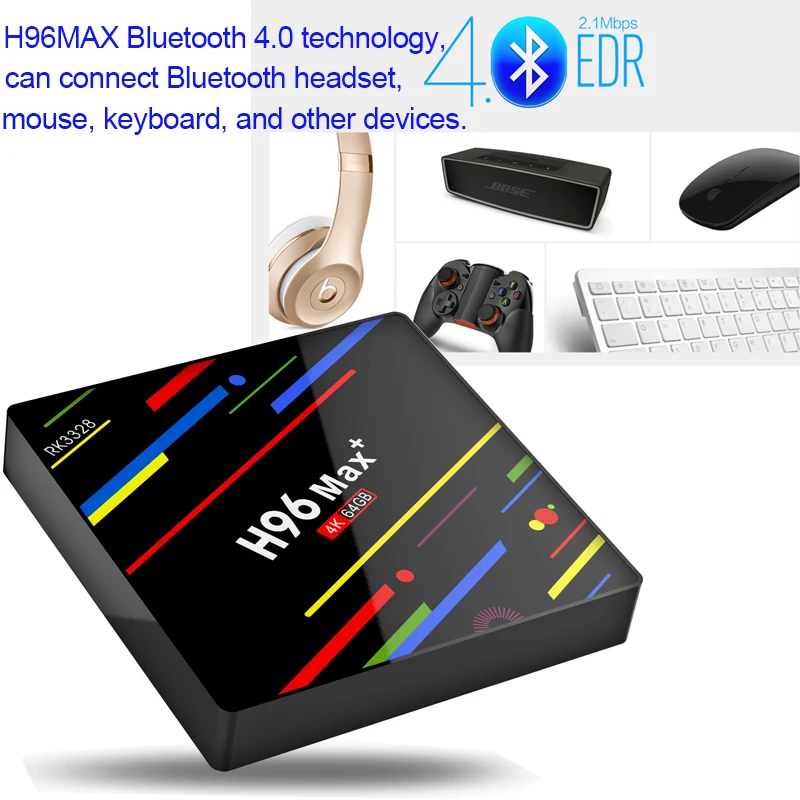 Rockchip RK3328 H96 MAX Plus TV caja Android 8 1 Smart BOX 4 ГБ 32 64 Гб USB3.0 h.265 K Set Top reproductor|ТВ-приставки и