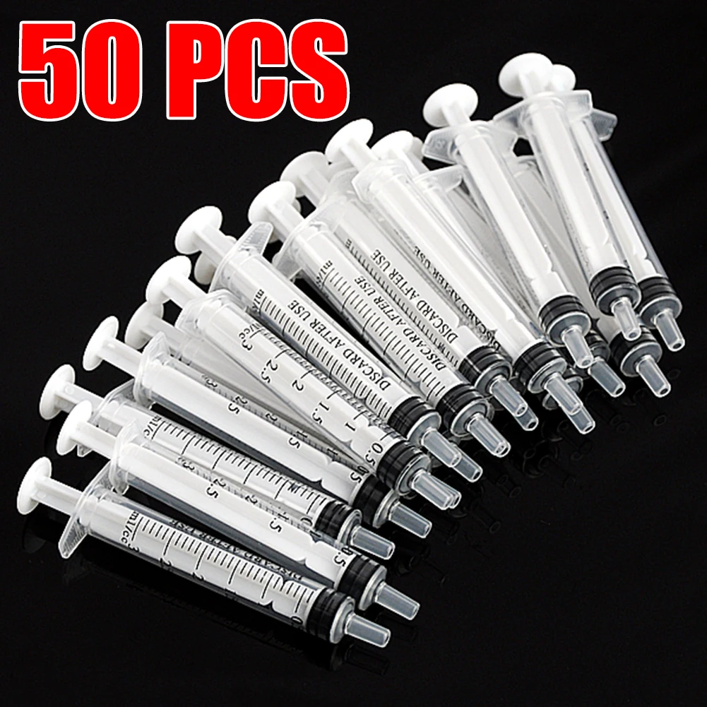 

Mayitr 3ML 50PCS Plastic Syringe Tube Plastic Syringe & 80cm Length Tube For Hydroponics Lab Medical Tool Nutrient Measuring ZSQ