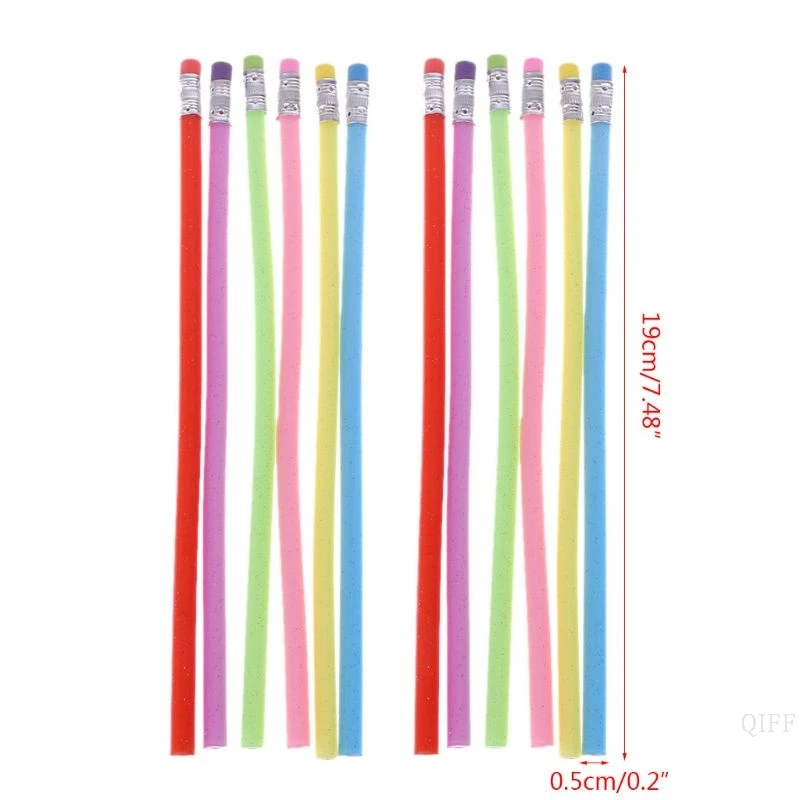 

New 12PCS Flexible Bendy Pencils Kids Toy Bendable Writing Pencil Set Party Favor Pencils Back to School Supplies