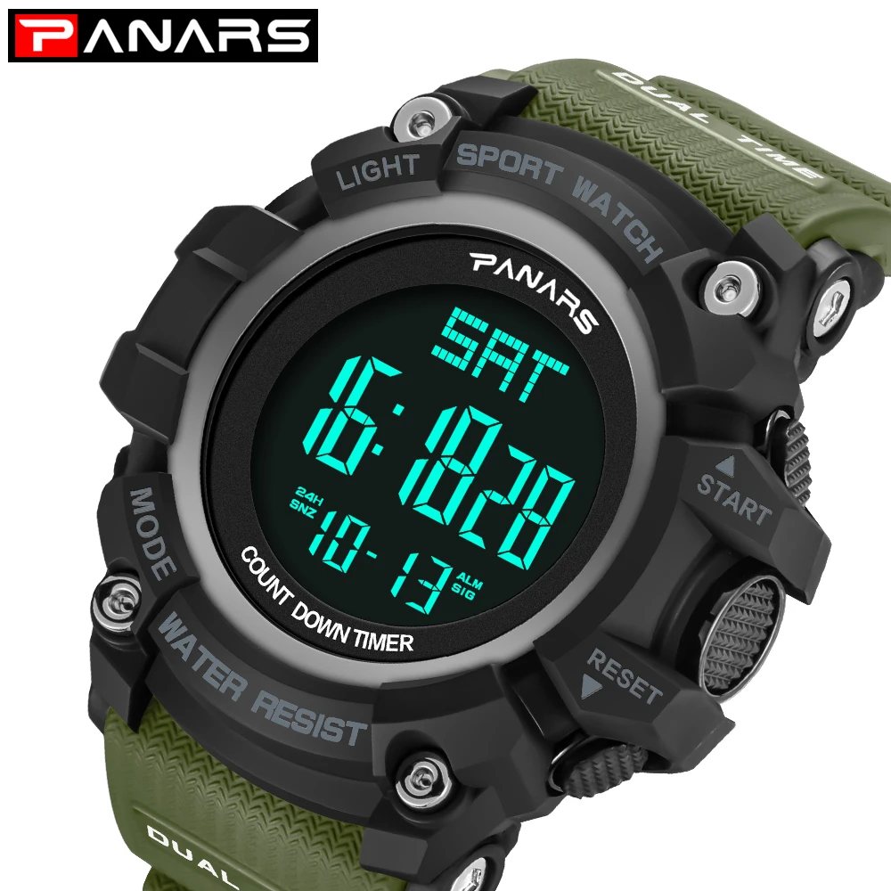 PANARS Спорт Digitale Horloge Mannen Duiken Waterbestendig Chrono Polshorloge Mannelijke сигнализации Horloges таймер