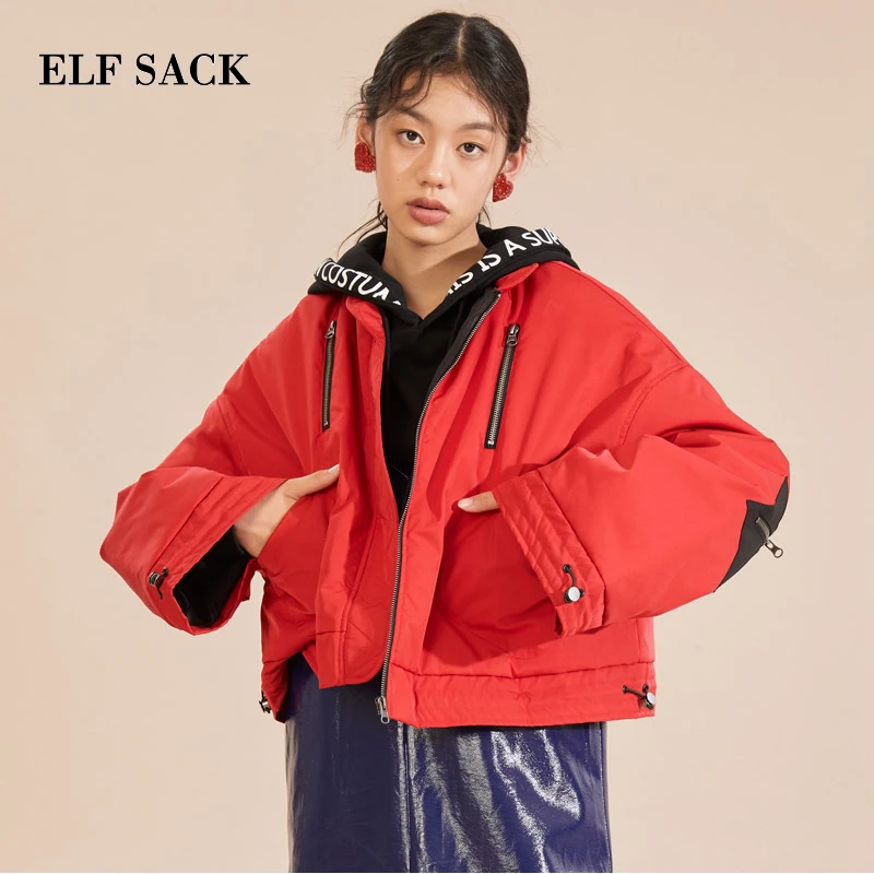 ELFSACK зима осень новые теплые женские пальто повседневные плотные куртки с