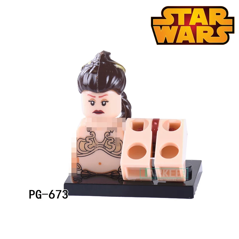 1 шт. StarWars Квай Гон Джинн Люк Скайуокер Princess leia slave рыцаря здания Блоки кирпич