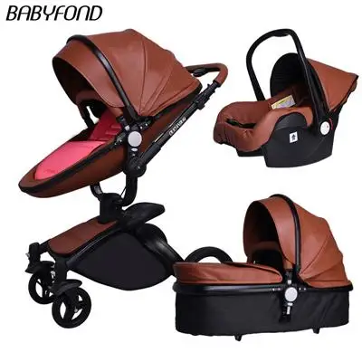 25 долл. США Купоны! Babyfond детская коляска 360 градусов вращающийся Детские Коляски Марка 2 в 1 Детские коляски 3 в 1 Кожа перевозки алюминия - Цвет: 11