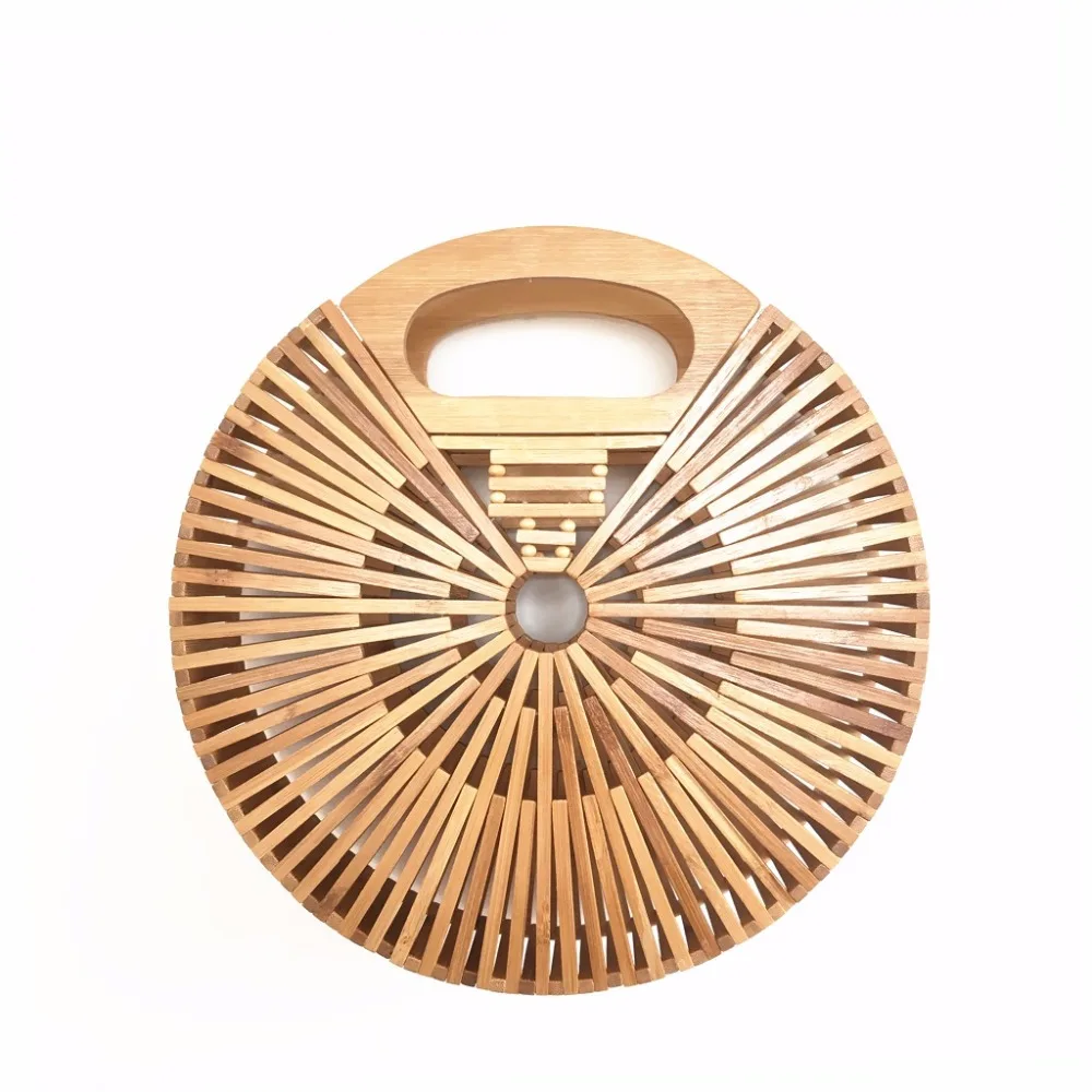 Бамбуковые круглые сумочки для женщин 2019 летние пляжные сумки ручной работы