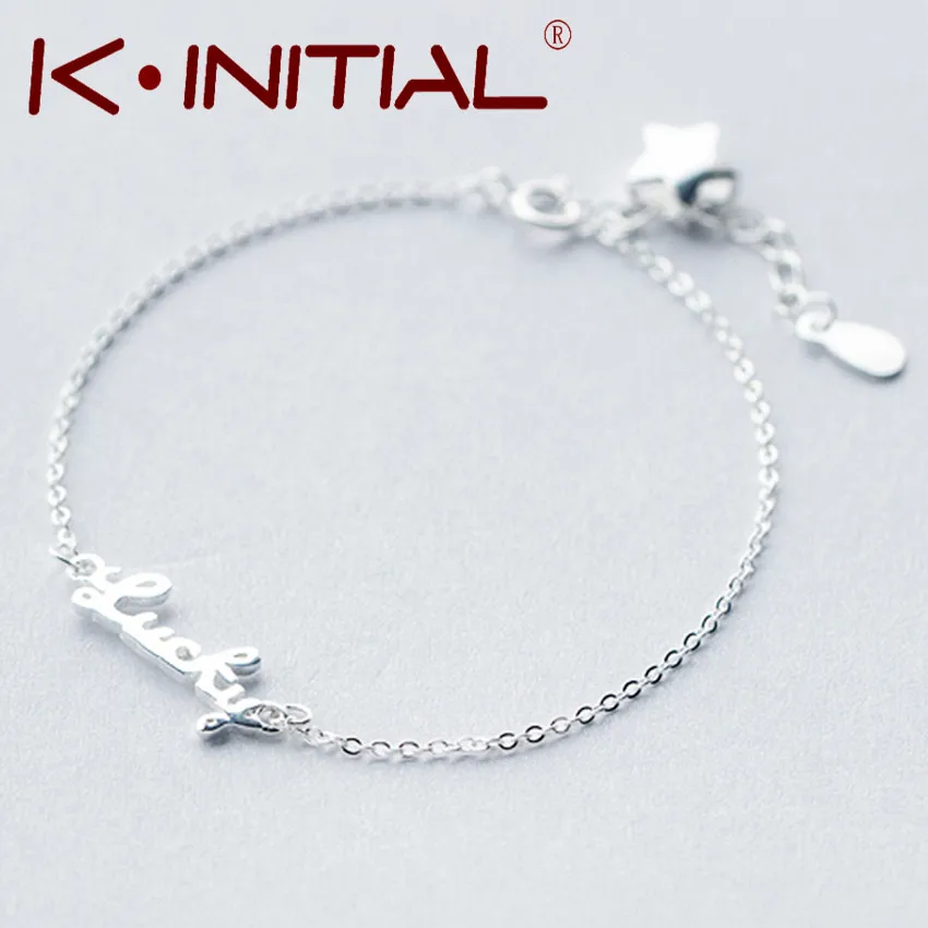 Kinitial начальный Счастливый браслет 925 серебряные браслеты с подвесками и звездами