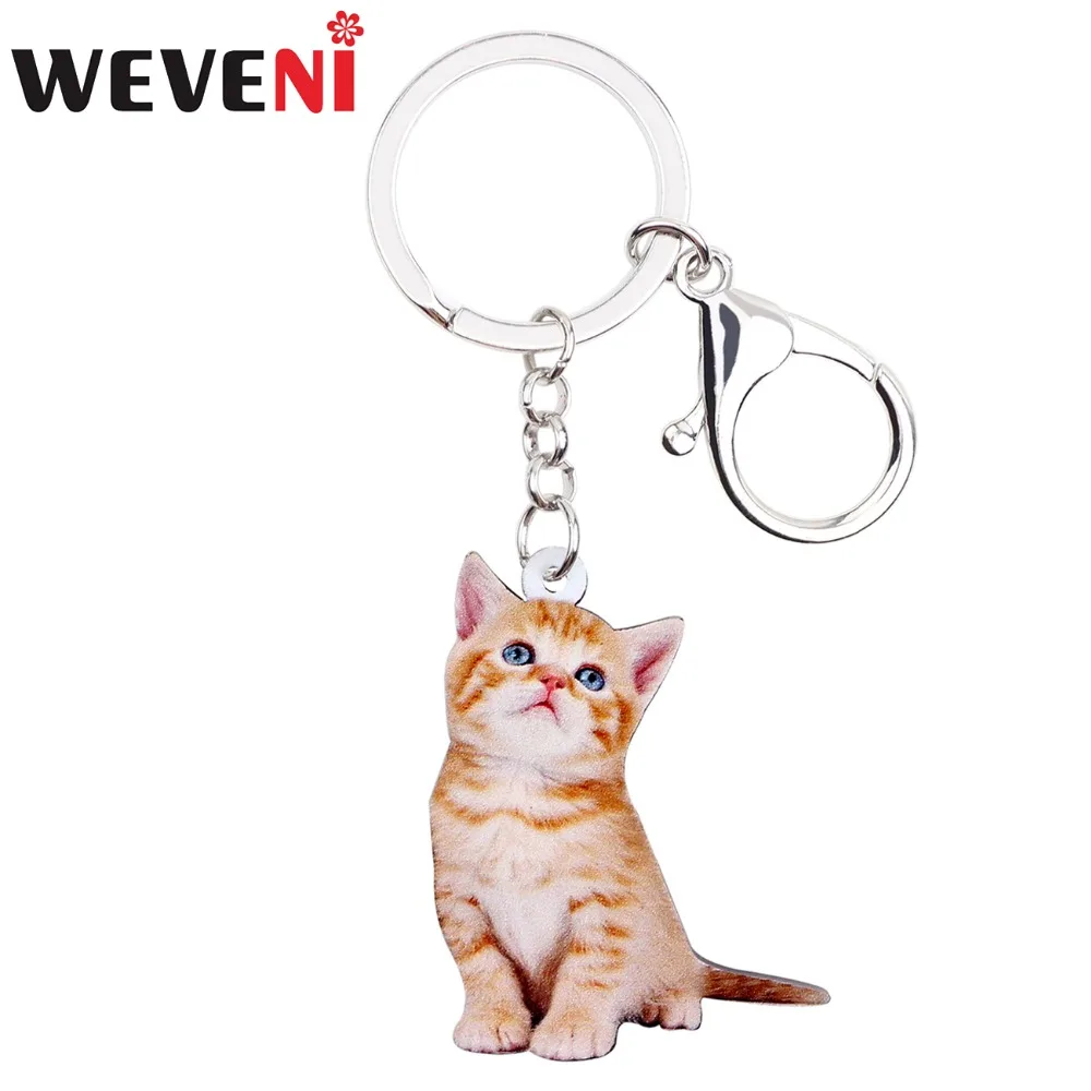 WEVENI акриловые дешевые брелки с милым котенком кошкой подвесные кольца модные