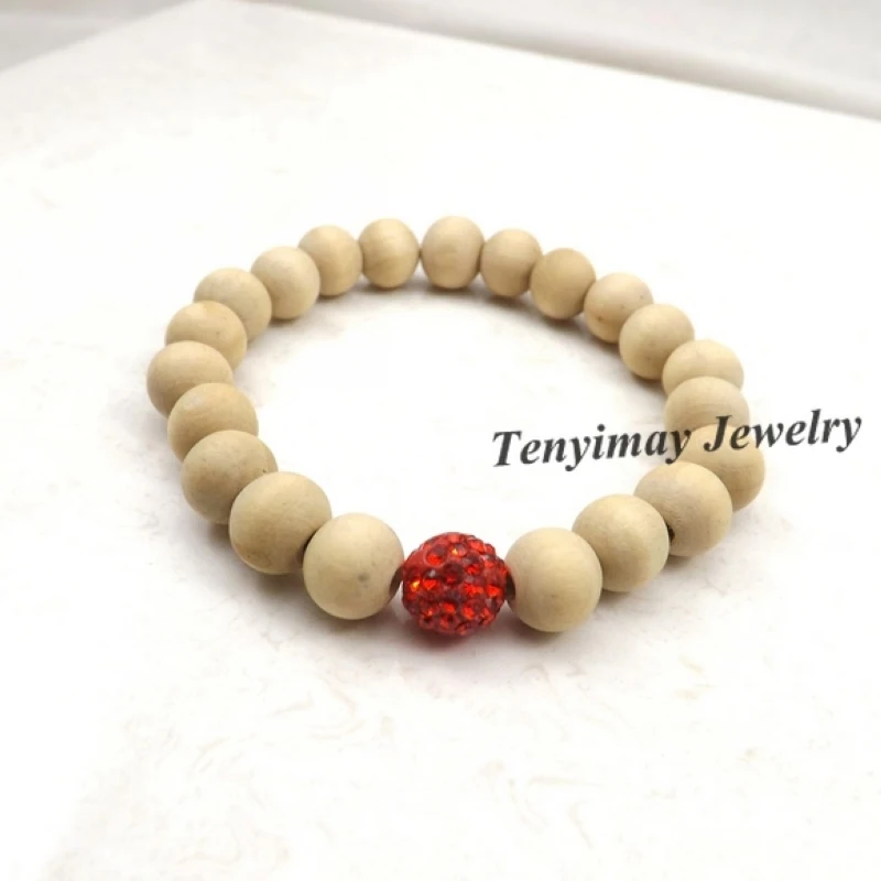 Оптовая продажа 20 шт./лот красный браслет со стразами оригинальный из дерева и