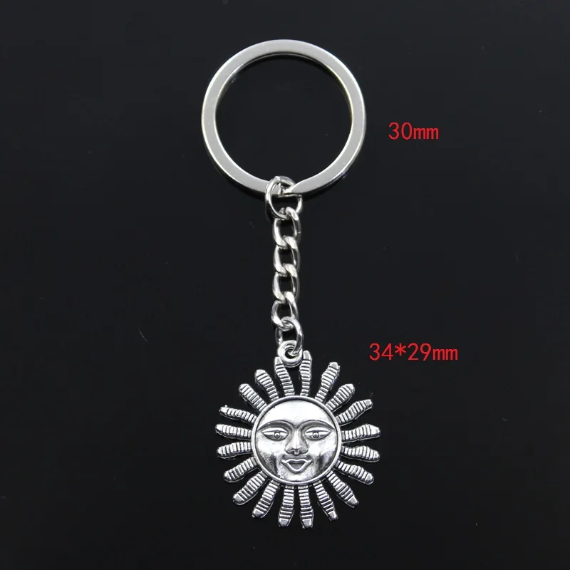 Новый брелок 34x29 мм Sun Face Sunburst бронзовый серебристый цвет подвески DIY мужские
