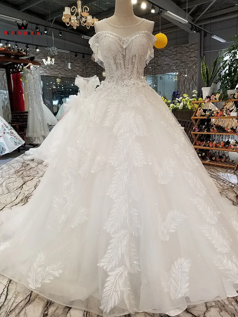 Платье vestido de noiva бальное платье с кружевами и жемчугом расшитые блестками на