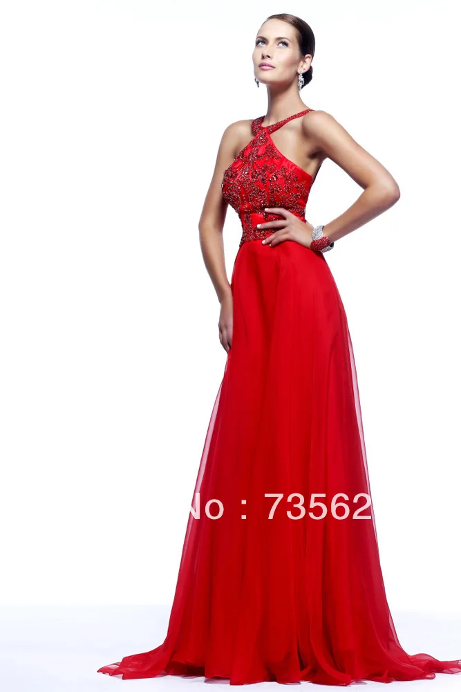 2014 New Arrival Elegant Hot Red Beading Custom Made Floor-Length Chiffon A-Line Evening Dress Party Long Dresses Gowns H245 | Свадьбы и