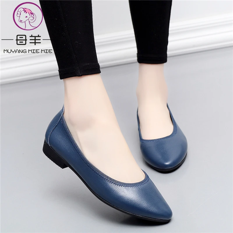 

TIMETANG Ballet flats 2019 genuine leather flat shoes woman pointed toe casual work shoes women flats loafers size 35-42 E548