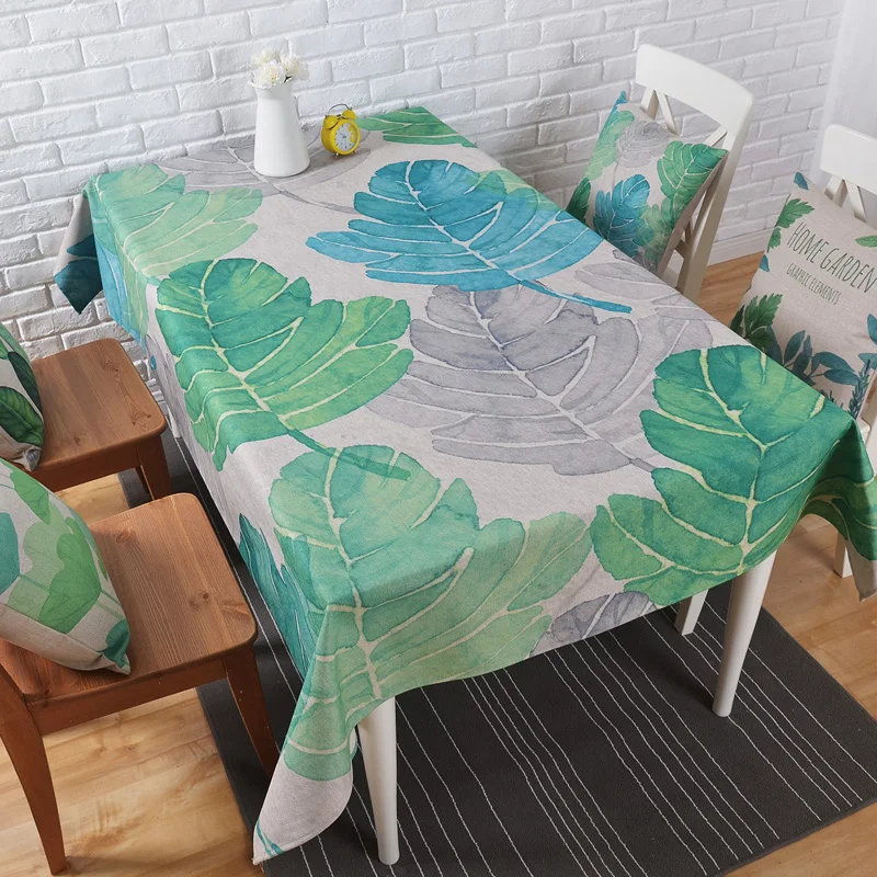 Зеленый пасторальные растения лотоса Скатерти плотного льняного по