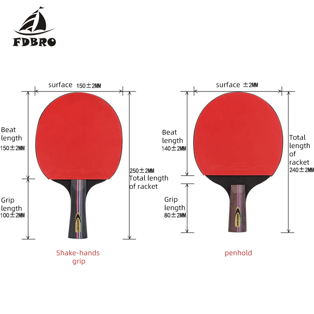 

FDBRO 2019 New Bag 3 Balls Double Face Pimples 2pcs/lot Table Tennis Bat Racket Long Short Handle Ping Pong Paddle Racket Set