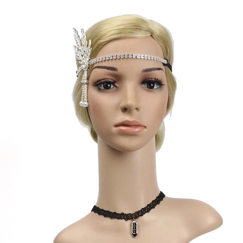 

Vintage Flapper Headband Great Gatsby Costume Leaf Tiara Headpiece 1920's Fancy Dress Bridal Hair Accessory
