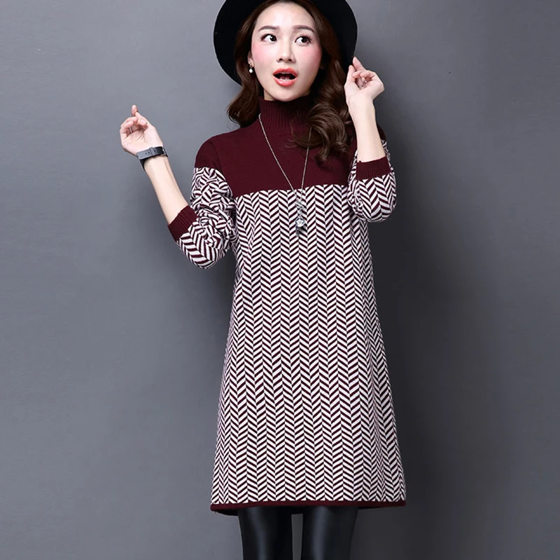 Plus Size S-4XL Cashmere sweater female 2018 Autumn Winter New Long sleeve Turtleneck Striped Pullovers Sweater Female LF818 | Женская