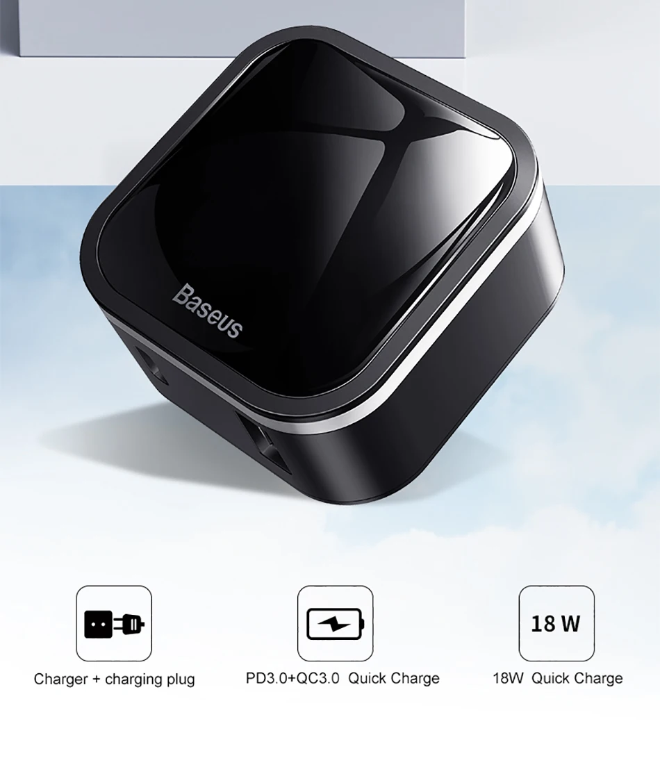 Baseus 18 Вт, зарядное устройство USB для путешествий, ЕС, быстрая зарядка 3,0, для samsung, зарядное устройство для телефона, USB-C, PD 3,0, быстрое зарядное устройство для iPhone 11 Pro