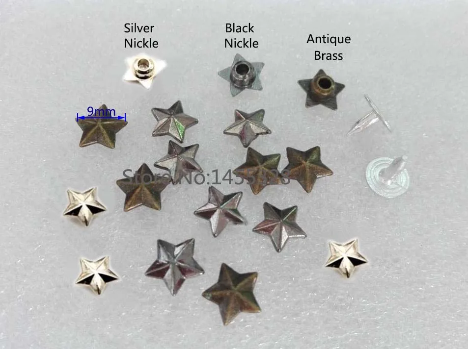 

DIY 300sets/lot 9mm zinc alloy metal rivets star jeans button rivets with alum nail nickle/black/bronze free shipping