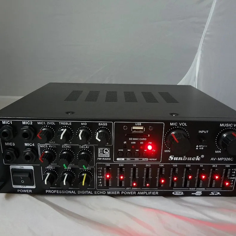 220 V-240 V 200W+ 200W SUNBUCK AV-MP326C Профессиональная Цифровая Эхо-смеситель усилитель домашний караоке усилитель с EQ выравнивания