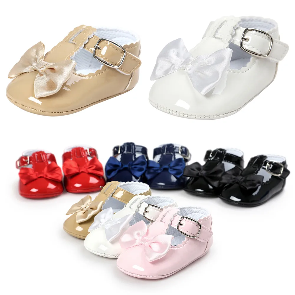 

MUQGEW Baby Bowknot Princess Shoes For Girls Soft Sole Anti-slip Shoes Toddler PU Leather Sneakers Casual First Walkers 2019