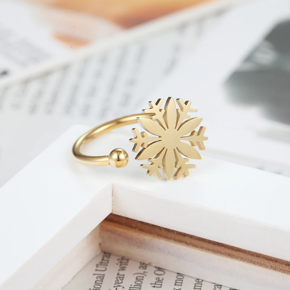 Новые модные кольца BAOLAISI в стиле снежинок золотого цвета для женщин Свадебное