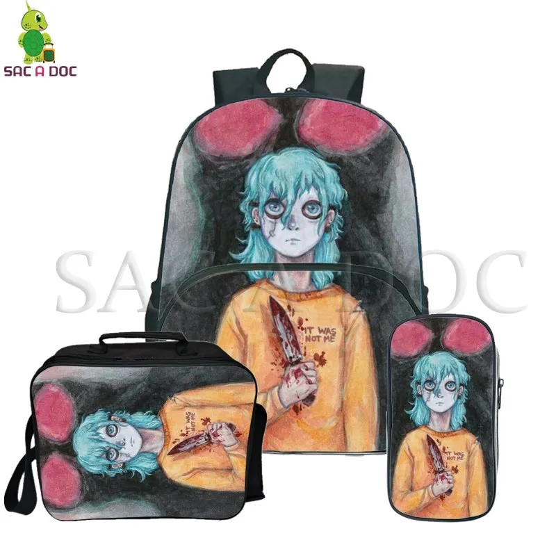 Book bags Салли уход за кожей лица Rugzak для подростков с персонажами из мультфильмов для мальчиков и девочек Школьный рюкзак с милой Карандаш Чехол Kawaii защита от кражи рюкзак 3 шт./компл - Цвет: Book bags